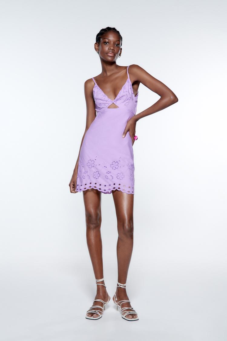 Zara dress with cutwork embroidery sales